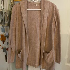 Barefoot Dreams Cozychic Lite Relaxed Hooded Cardigan Light Pink Sweater Size S